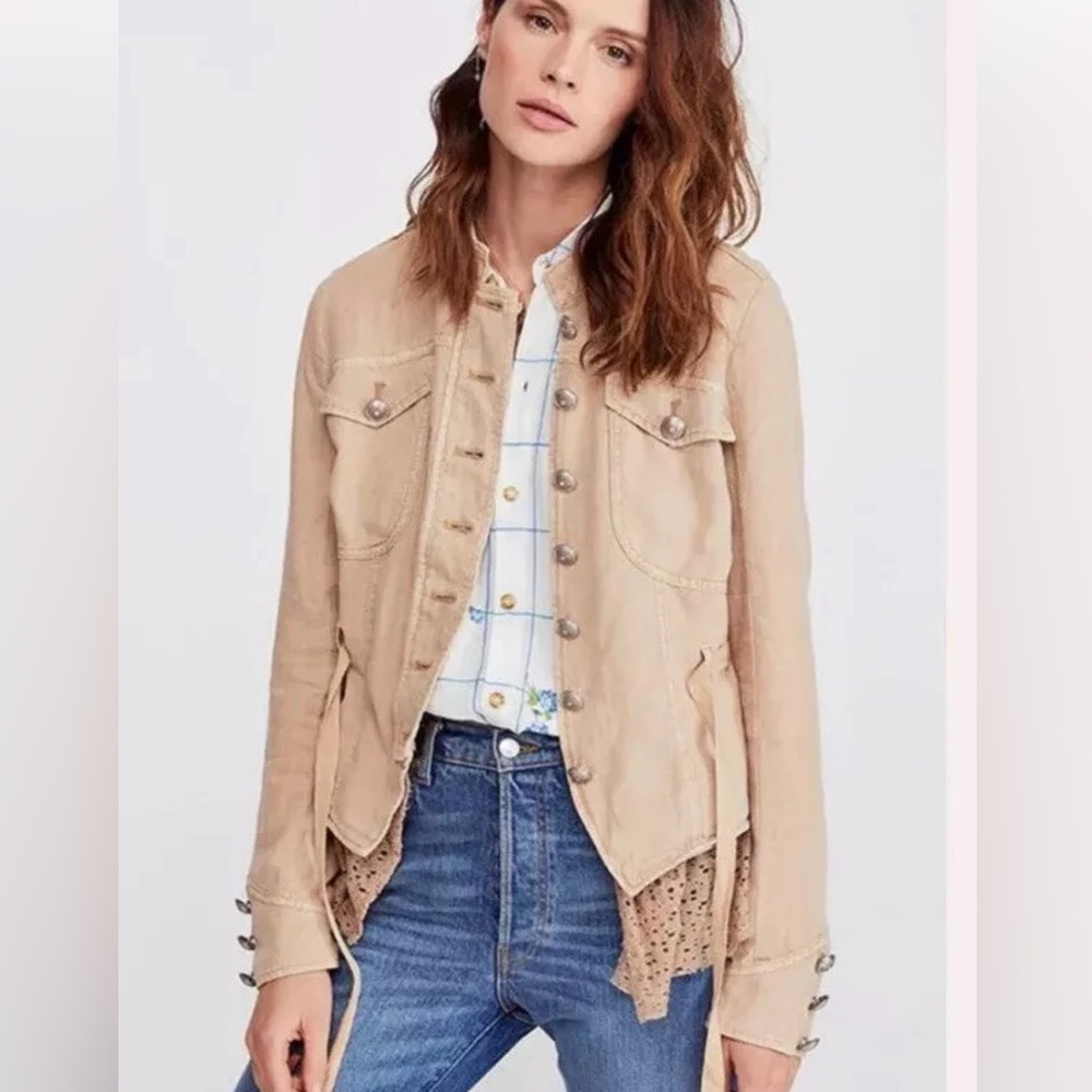 Beige Women's Military-Style Jacket